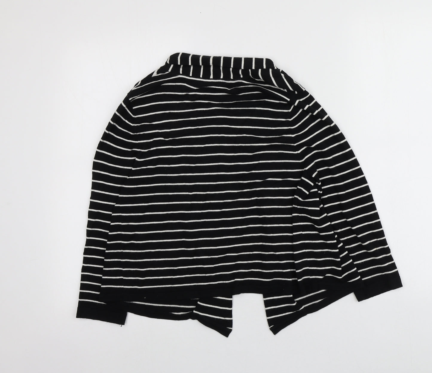 M&Co Womens Black V-Neck Striped Viscose Cardigan Jumper Size 12