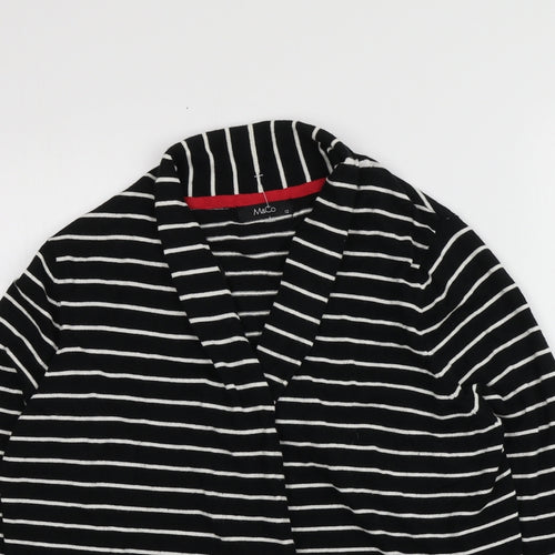 M&Co Womens Black V-Neck Striped Viscose Cardigan Jumper Size 12