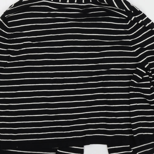 M&Co Womens Black V-Neck Striped Viscose Cardigan Jumper Size 12