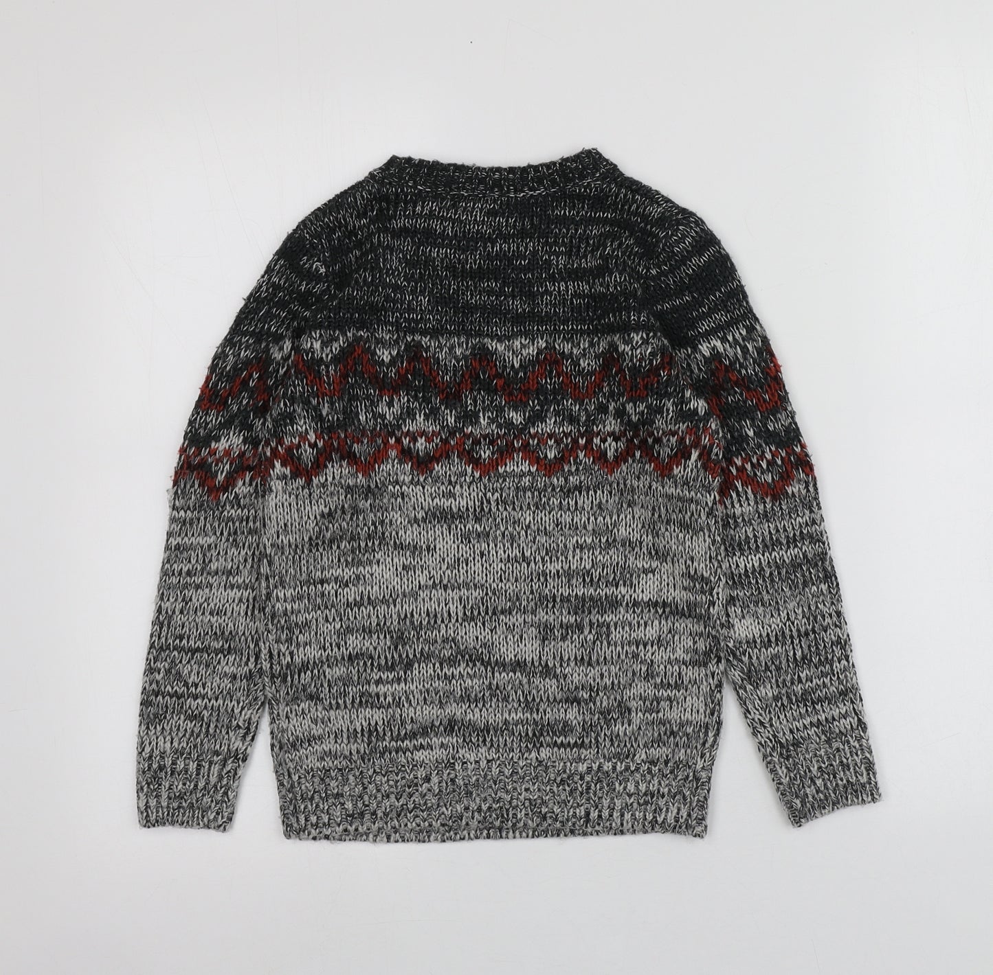 George Boys Grey Round Neck Geometric Acrylic Pullover Jumper Size 7-8 Years