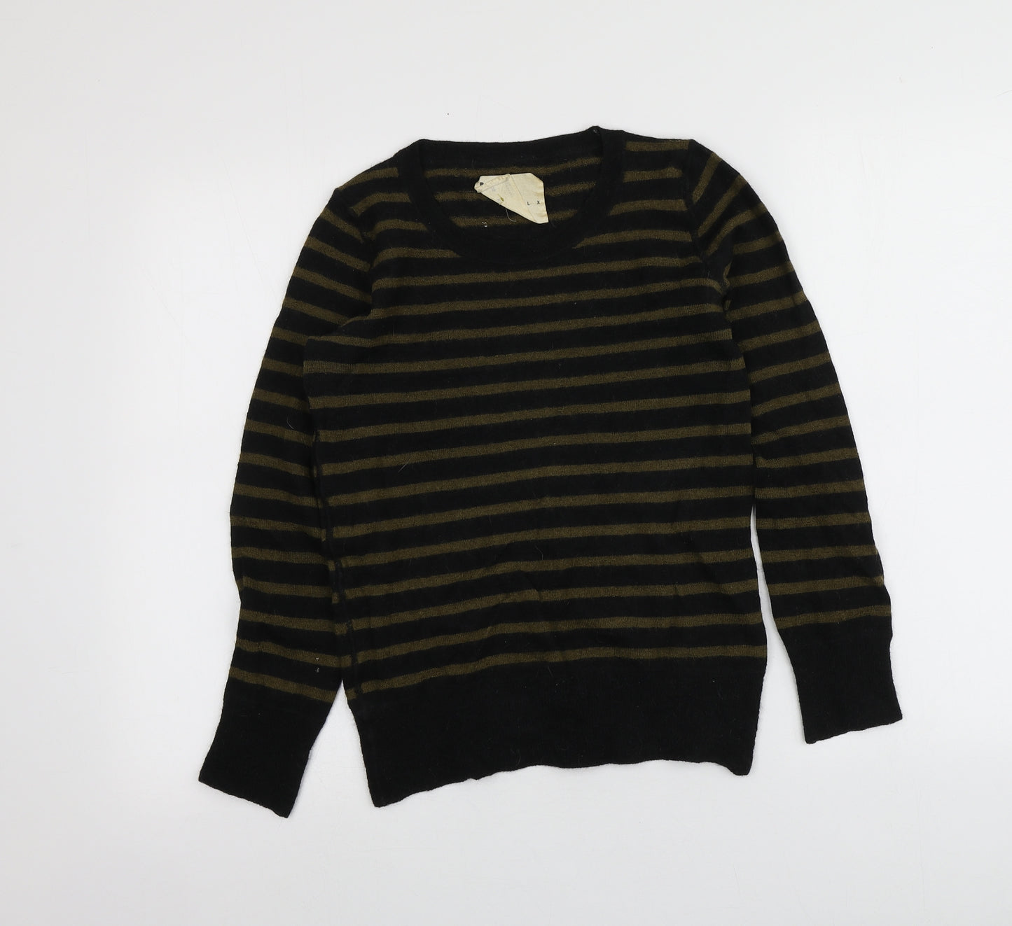Margaret Howell Womens Black Roll Neck Striped Wool Pullover Jumper Size XS