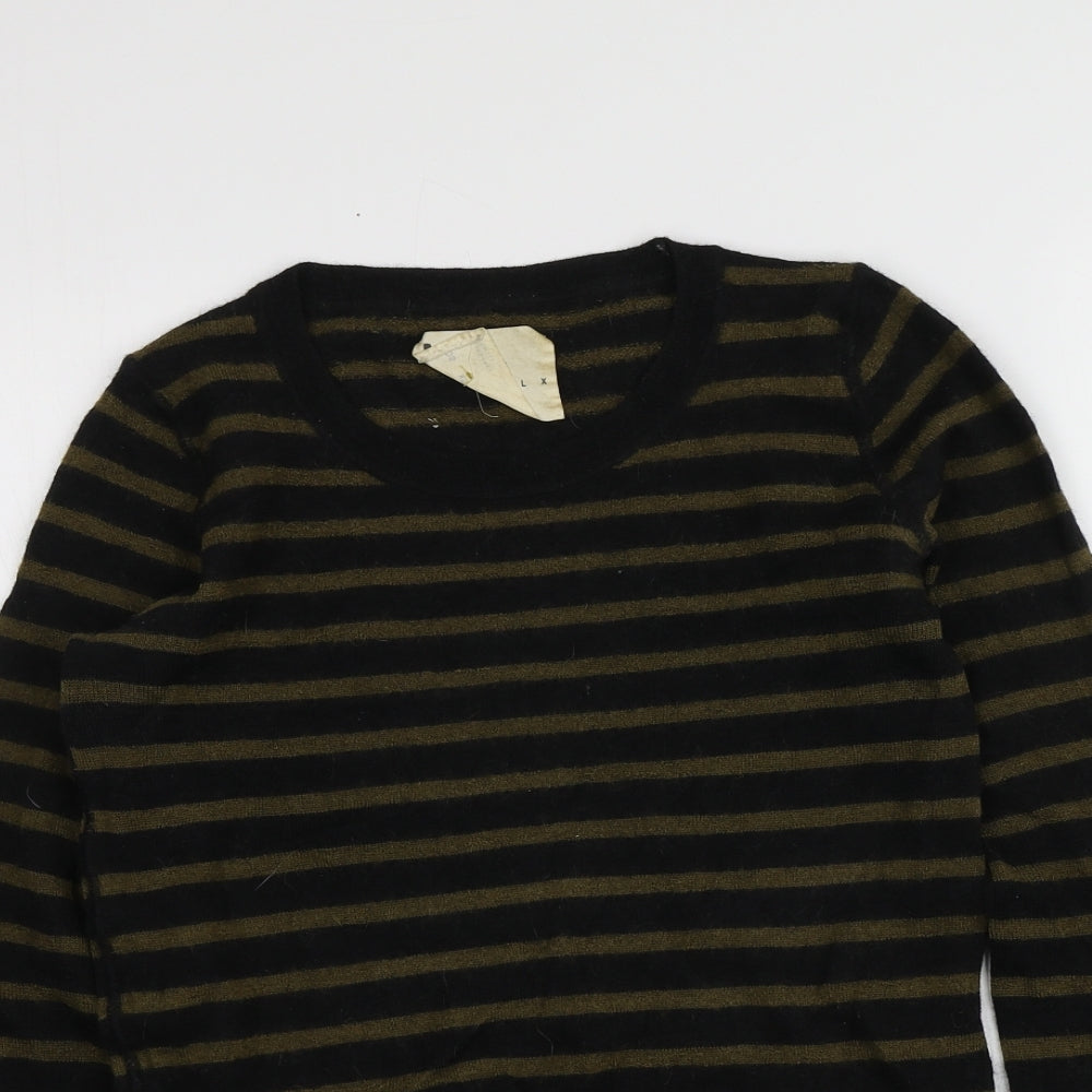 Margaret Howell Womens Black Roll Neck Striped Wool Pullover Jumper Size XS