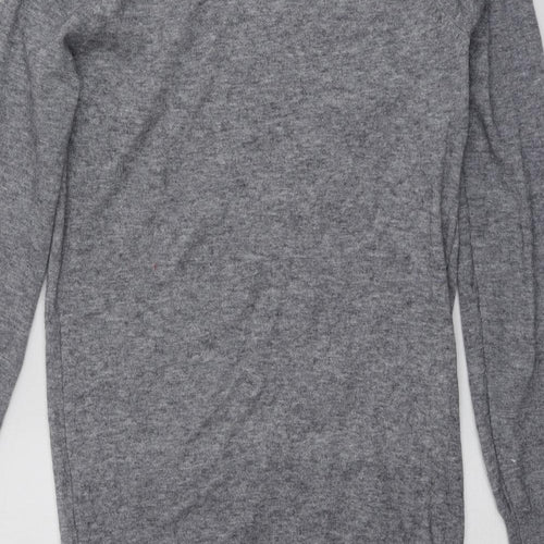 Seasons Greetings Womens Grey Round Neck Geometric Viscose Pullover Jumper Size 8   - Santa Jumper