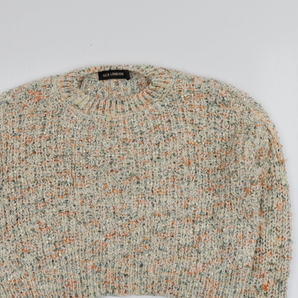 QED London Womens Multicoloured Round Neck  Polyester Pullover Jumper Size S