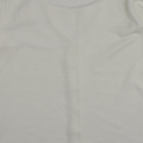 BM Womens Ivory V-Neck  Acrylic Cardigan Jumper Size L