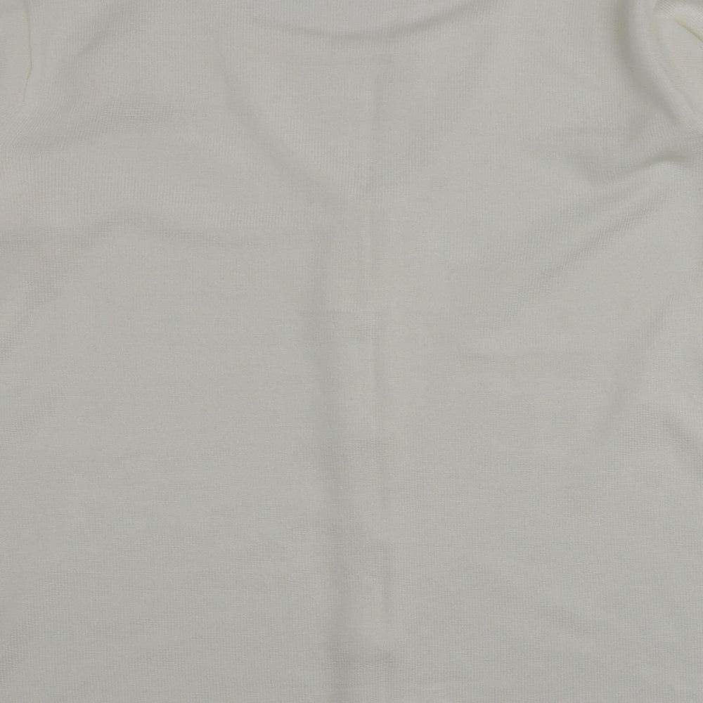 BM Womens Ivory V-Neck  Acrylic Cardigan Jumper Size L