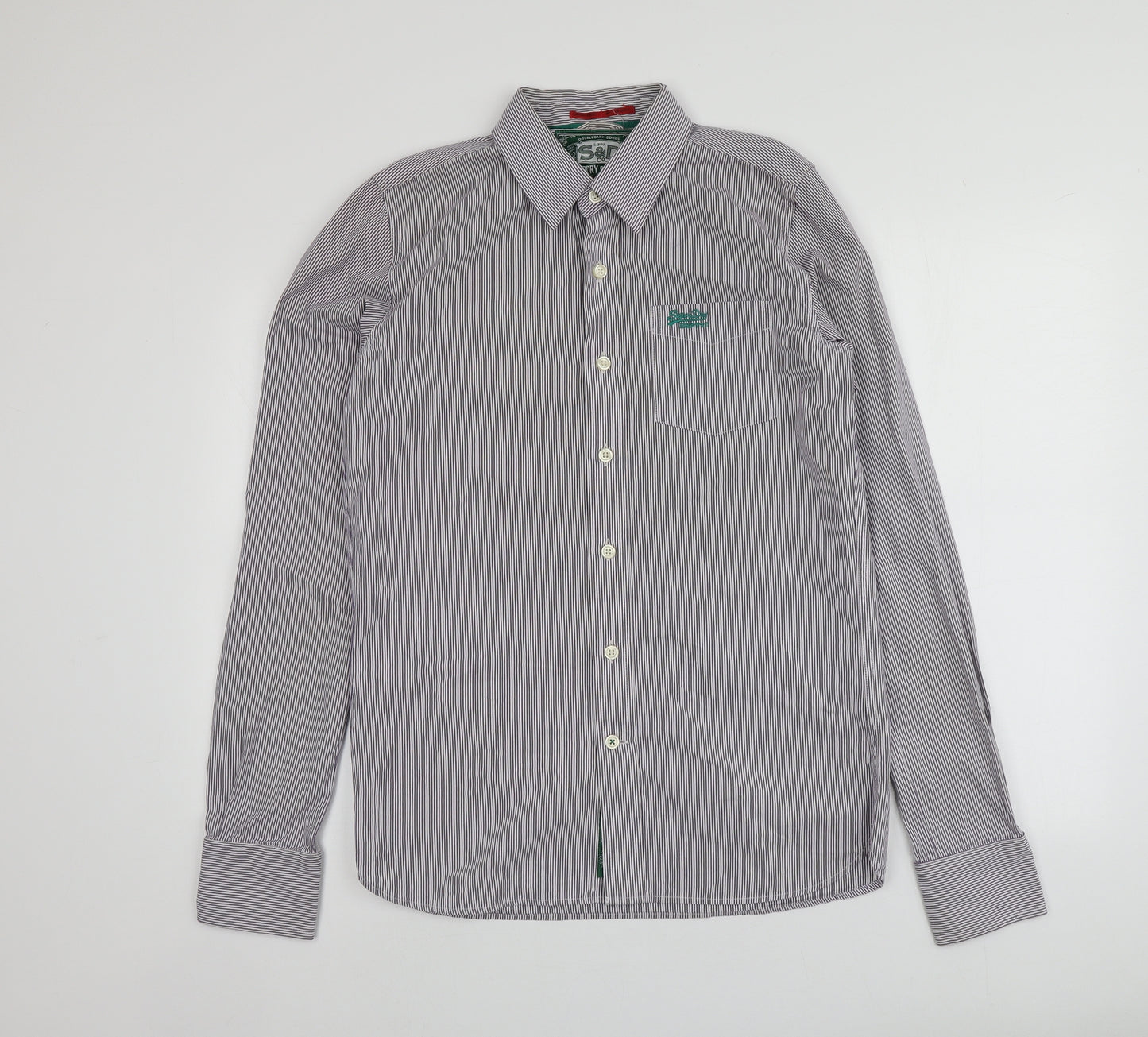 S&D Mens Purple Striped Cotton  Button-Up Size M Collared
