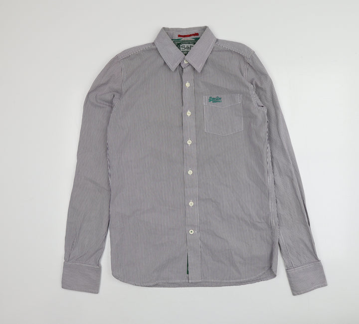 S&D Mens Purple Striped Cotton  Button-Up Size M Collared
