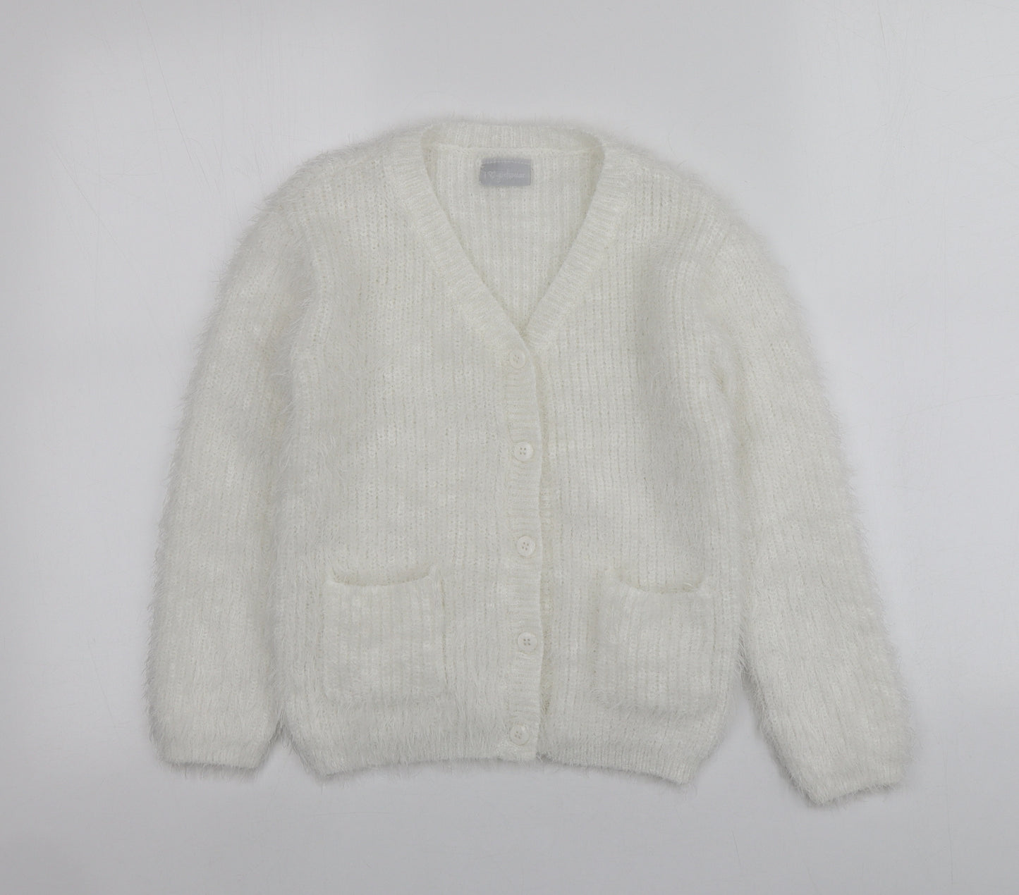 I love girlswear Girls Ivory V-Neck  Polyester Cardigan Jumper Size 10 Years