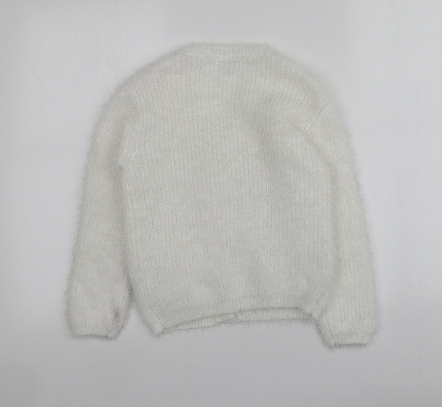 I love girlswear Girls Ivory V-Neck  Polyester Cardigan Jumper Size 10 Years