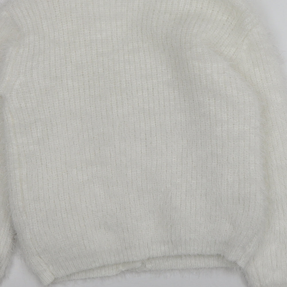 I love girlswear Girls Ivory V-Neck  Polyester Cardigan Jumper Size 10 Years