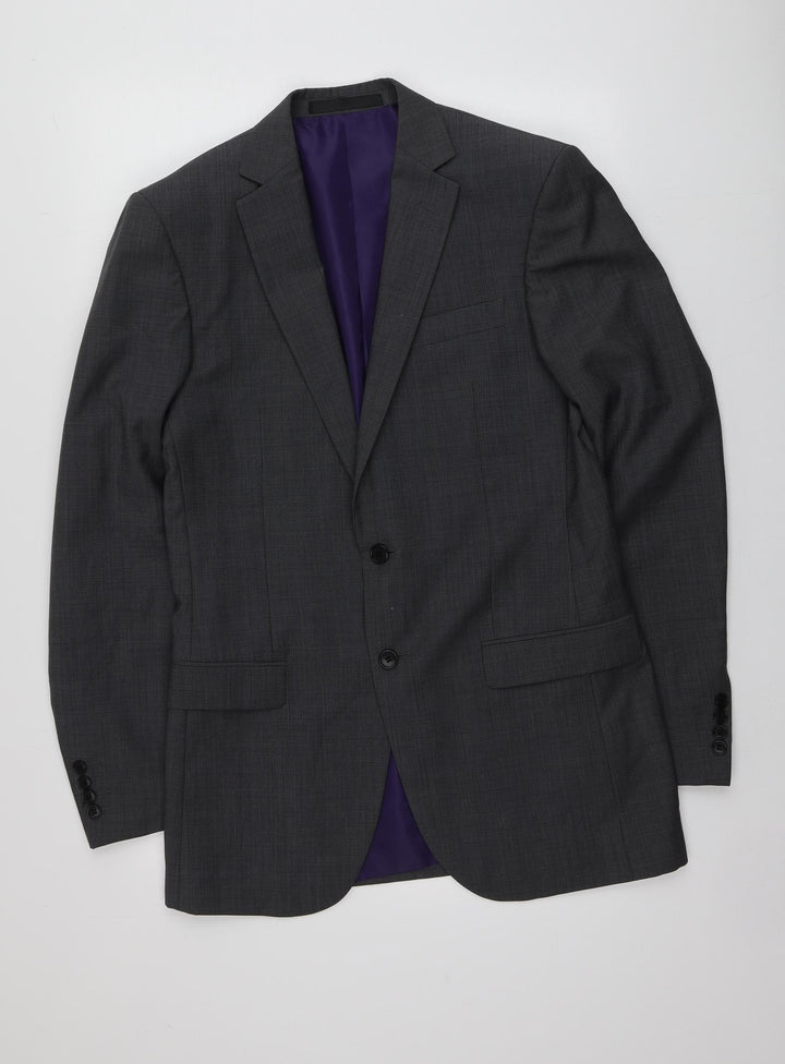 M&S Mens Grey  Polyester Jacket Suit Jacket Size 38