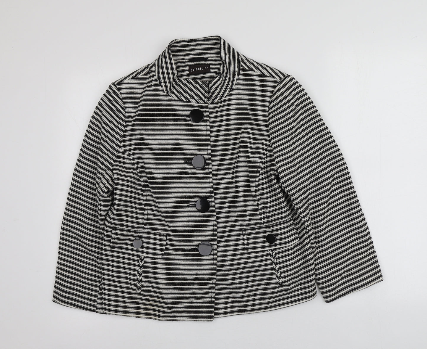 Principles Womens Black Striped  Jacket Blazer Size 14
