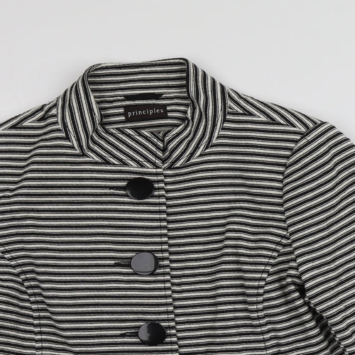 Principles Womens Black Striped  Jacket Blazer Size 14