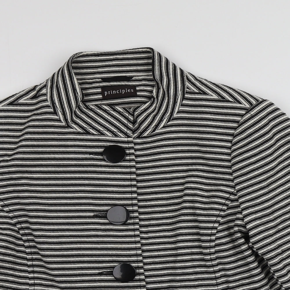 Principles Womens Black Striped  Jacket Blazer Size 14