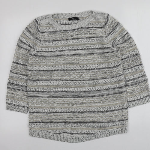 BM Womens Multicoloured Roll Neck Striped Acrylic Pullover Jumper Size M