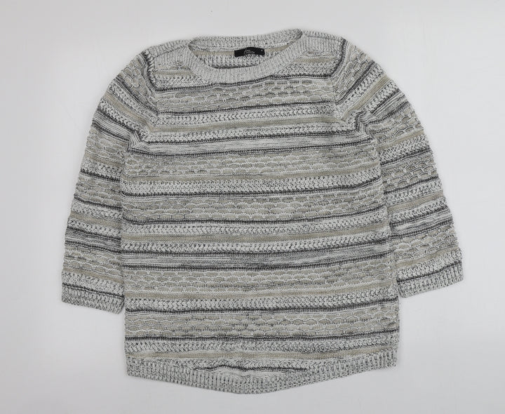 BM Womens Multicoloured Roll Neck Striped Acrylic Pullover Jumper Size M