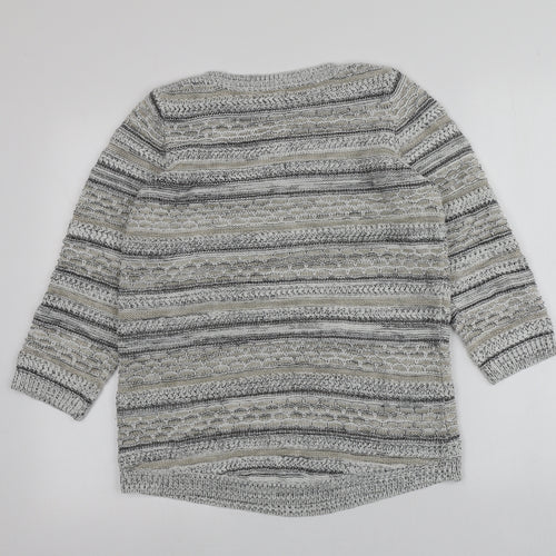 BM Womens Multicoloured Roll Neck Striped Acrylic Pullover Jumper Size M