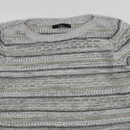 BM Womens Multicoloured Roll Neck Striped Acrylic Pullover Jumper Size M