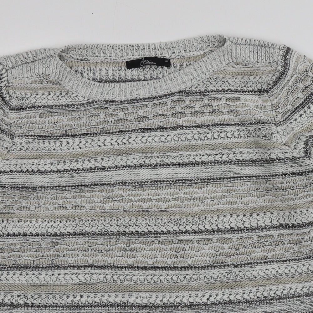 BM Womens Multicoloured Roll Neck Striped Acrylic Pullover Jumper Size M