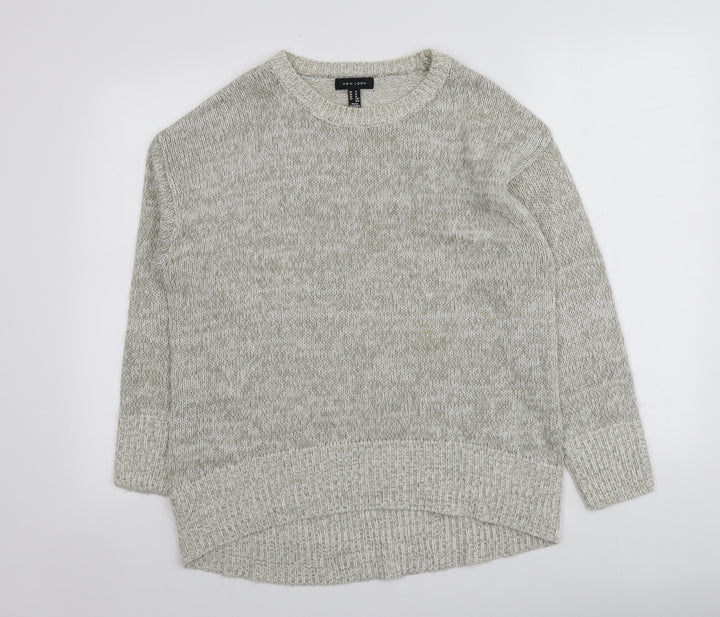New Look Womens Grey Round Neck Acrylic Pullover Jumper Size M