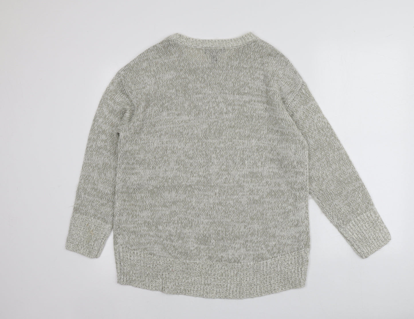 New Look Womens Grey Round Neck  Acrylic Pullover Jumper Size M