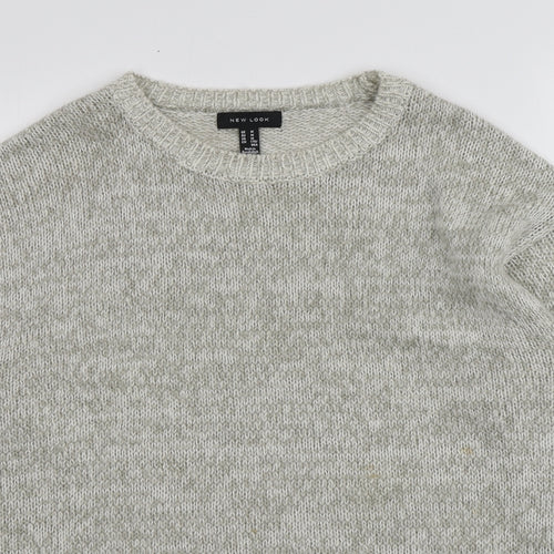 New Look Womens Grey Round Neck  Acrylic Pullover Jumper Size M