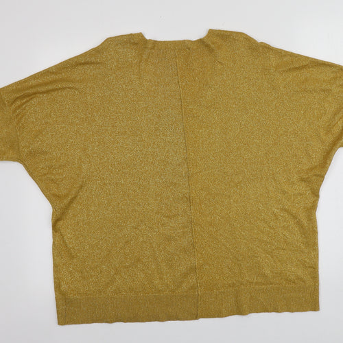 F&F Womens Gold V-Neck  Viscose Pullover Jumper Size 14