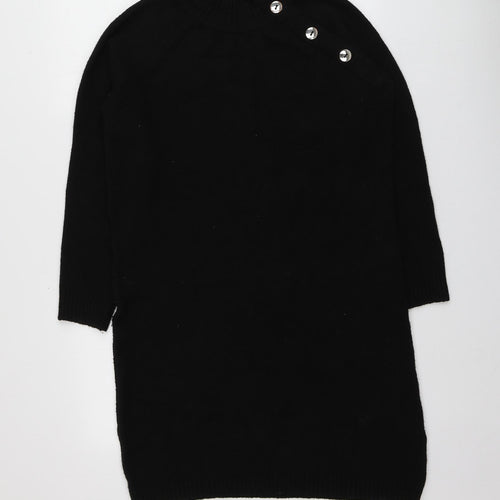 Peacocks Womens Black High Neck  Acrylic Pullover Jumper Size S