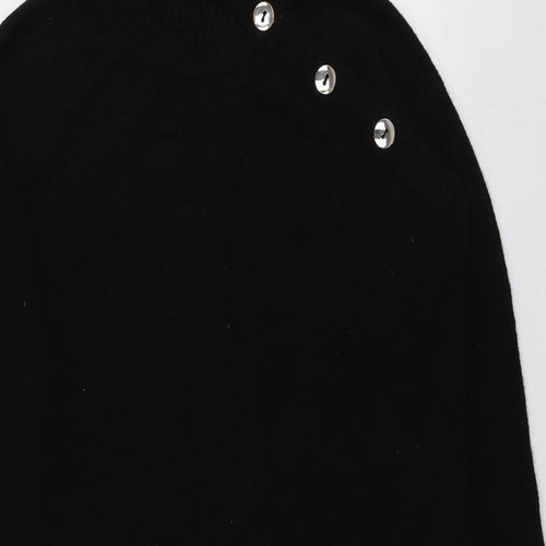 Peacocks Womens Black High Neck  Acrylic Pullover Jumper Size S