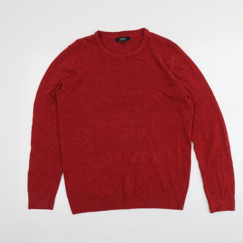 Easy Mens Red Round Neck  Acrylic Pullover Jumper Size S