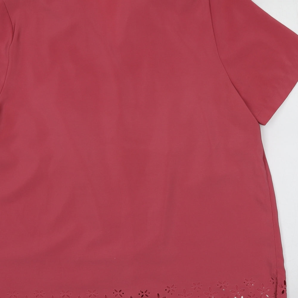 Classics Womens Pink  Polyester Basic Button-Up Size 20 V-Neck