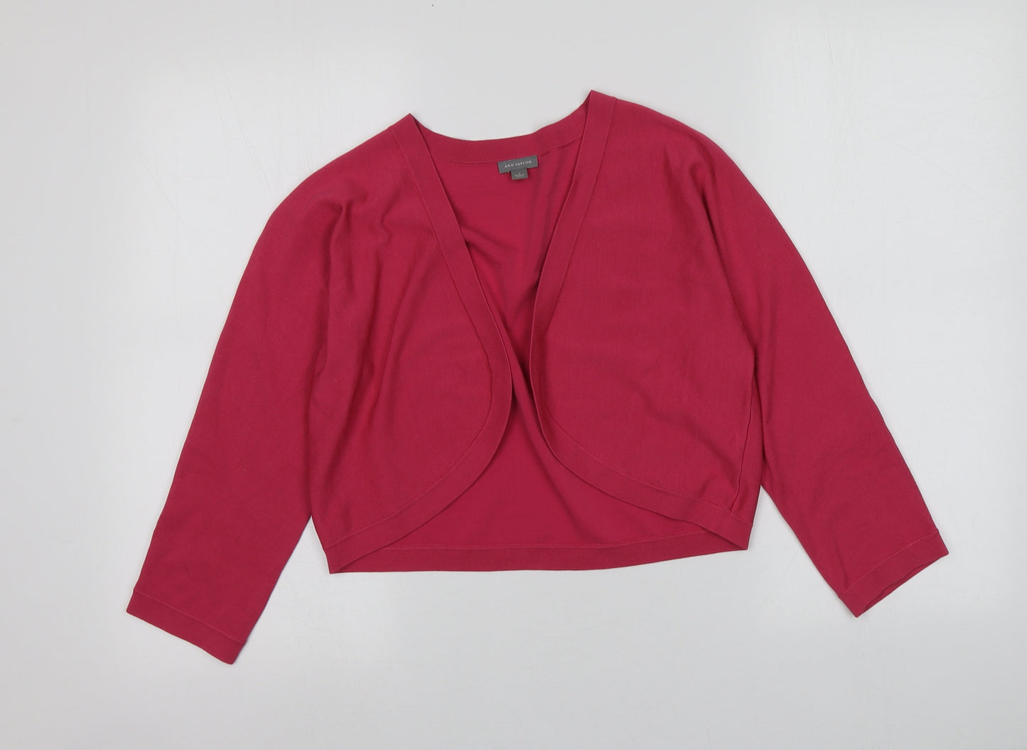 Ann Taylor Womens Pink V-Neck  Silk Shrug Jumper Size L