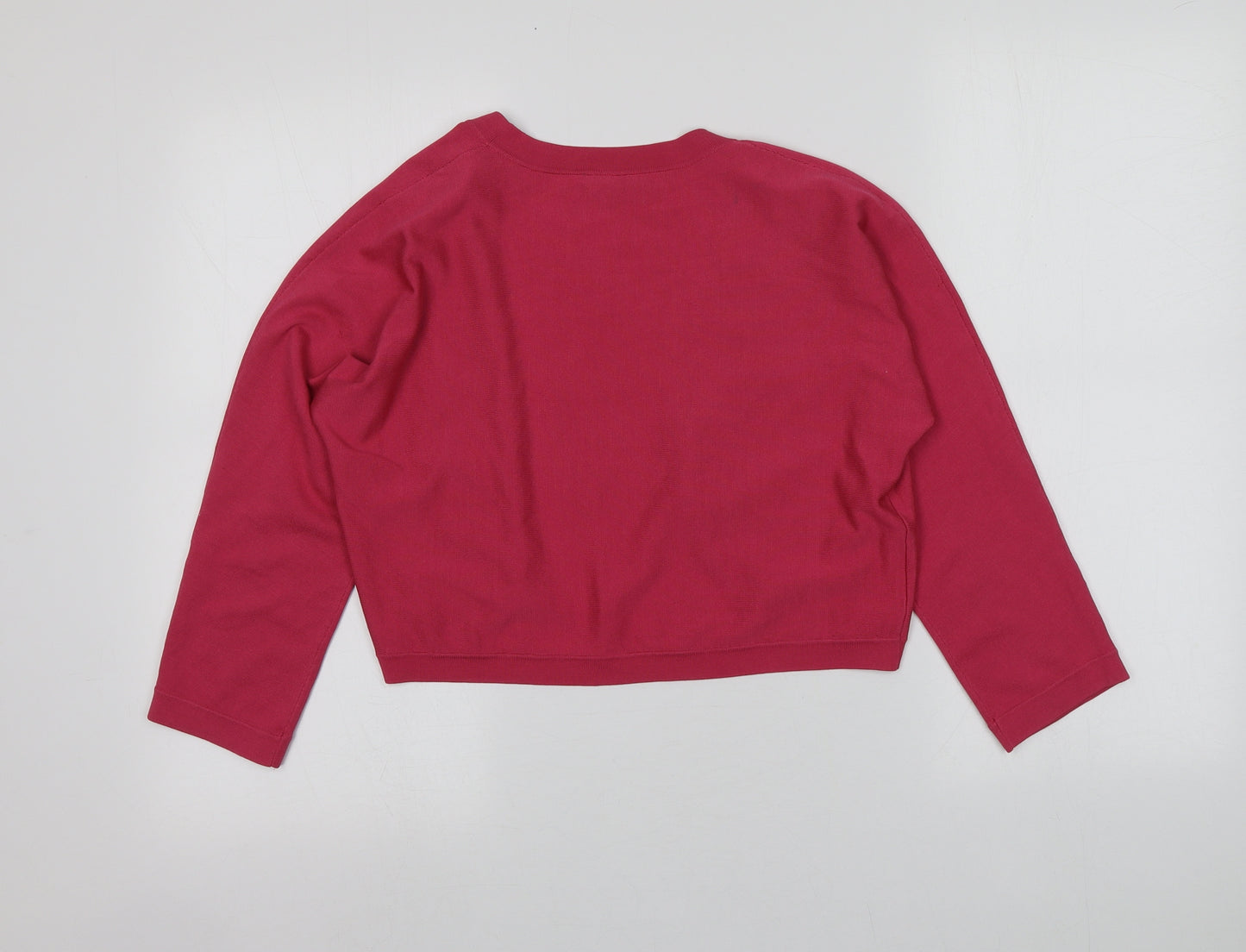 Ann Taylor Womens Pink V-Neck  Silk Shrug Jumper Size L