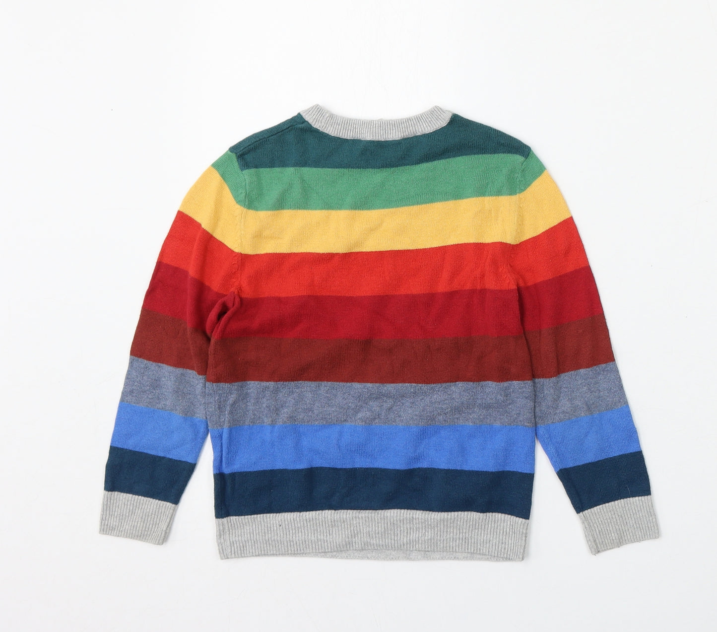 H&M Boys Multicoloured Round Neck Striped Cotton Pullover Jumper Size 4-5 Years