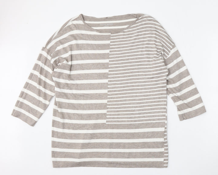 Gerry Weber Womens Beige Round Neck Striped Viscose Pullover Jumper Size L