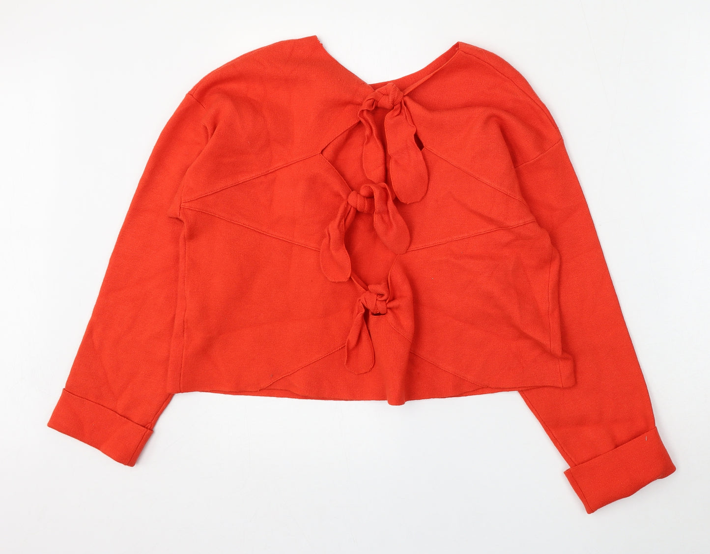 Zara  Womens Orange  Viscose Pullover Sweatshirt Size S  Tie