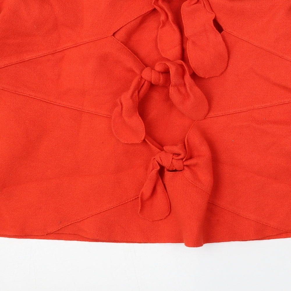 Zara  Womens Orange  Viscose Pullover Sweatshirt Size S  Tie