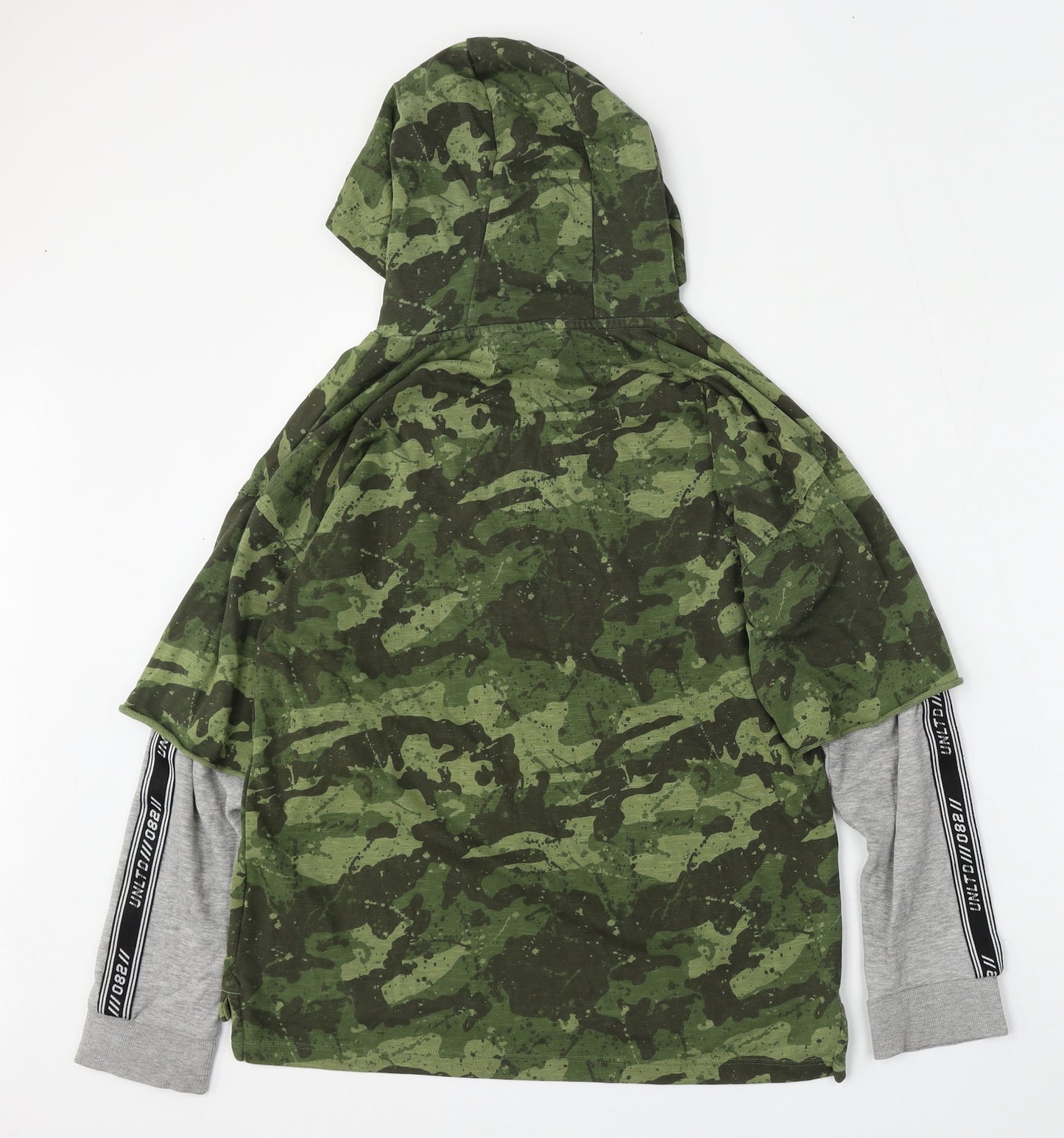 NEXT Boys Green Camouflage Cotton Pullover Hoodie Size 12 Years