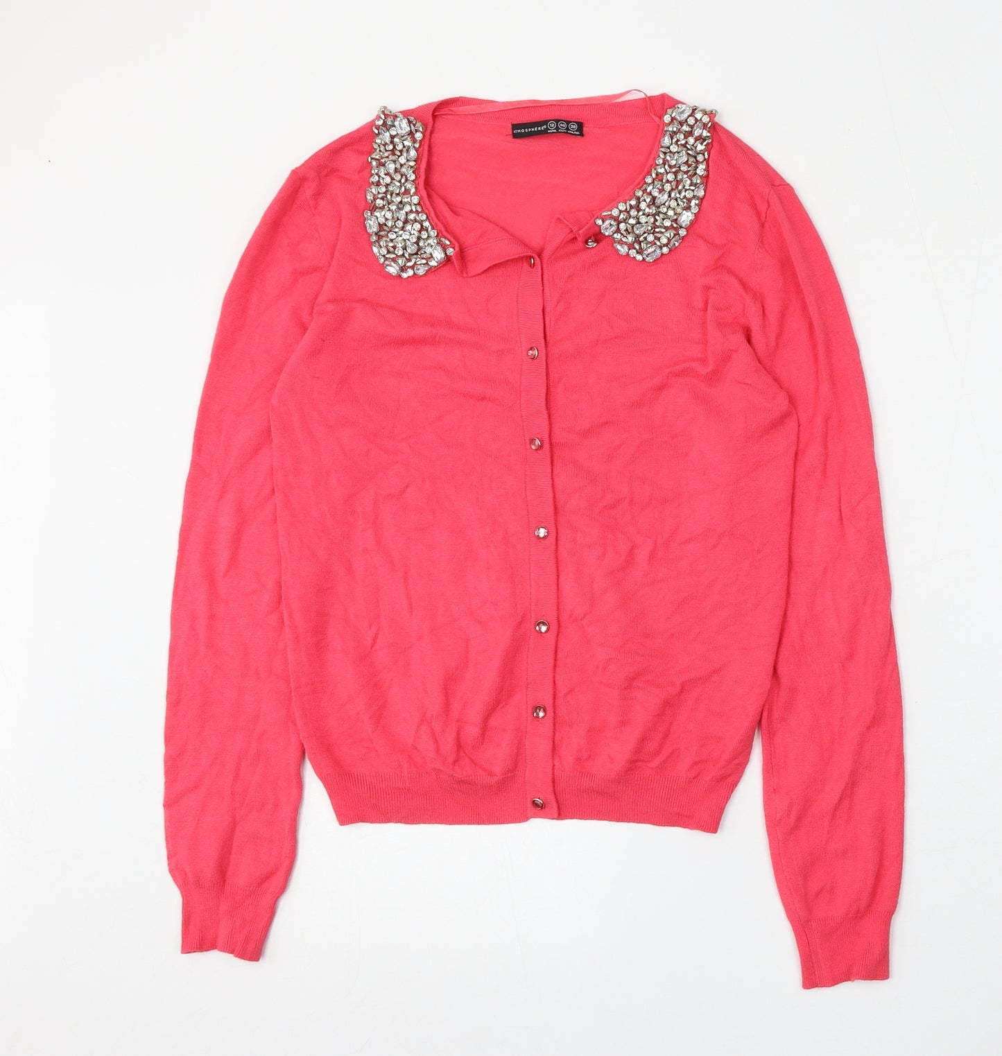 Atmosphere Womens Pink Collared  Viscose Cardigan Jumper Size 12
