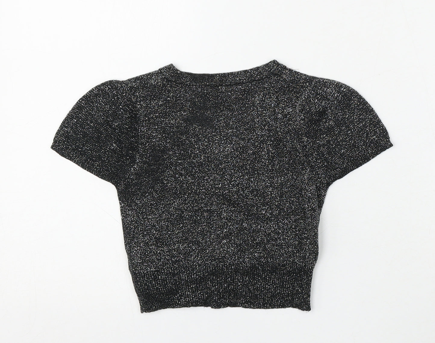 Miss Evie Girls Black Round Neck  Acrylic Cardigan Jumper Size 5-6 Years