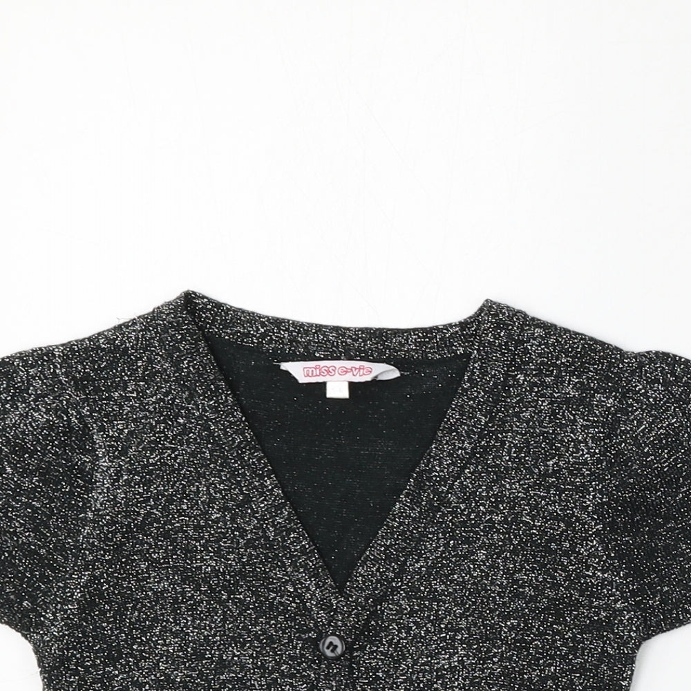 Miss Evie Girls Black Round Neck  Acrylic Cardigan Jumper Size 5-6 Years