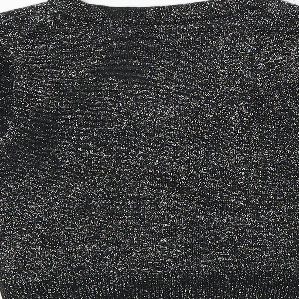 Miss Evie Girls Black Round Neck  Acrylic Cardigan Jumper Size 5-6 Years