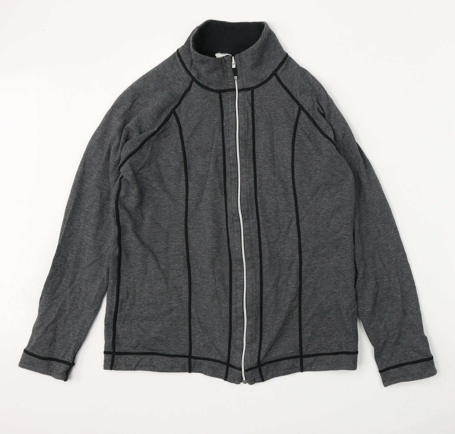 Kirkland Womens Grey Striped Cotton Full Zip Sweatshirt Size M  Zip