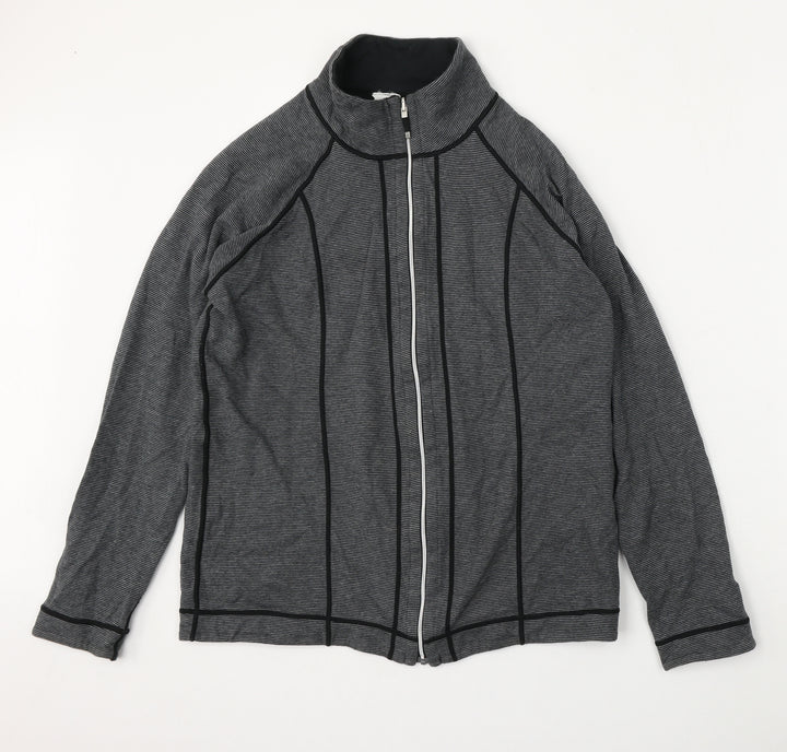 Kirkland Womens Grey Striped Cotton Full Zip Sweatshirt Size M  Zip
