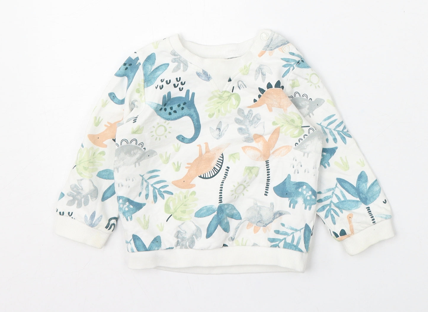 TU Girls White Geometric Cotton Pullover Jumper Size 6-9 Months