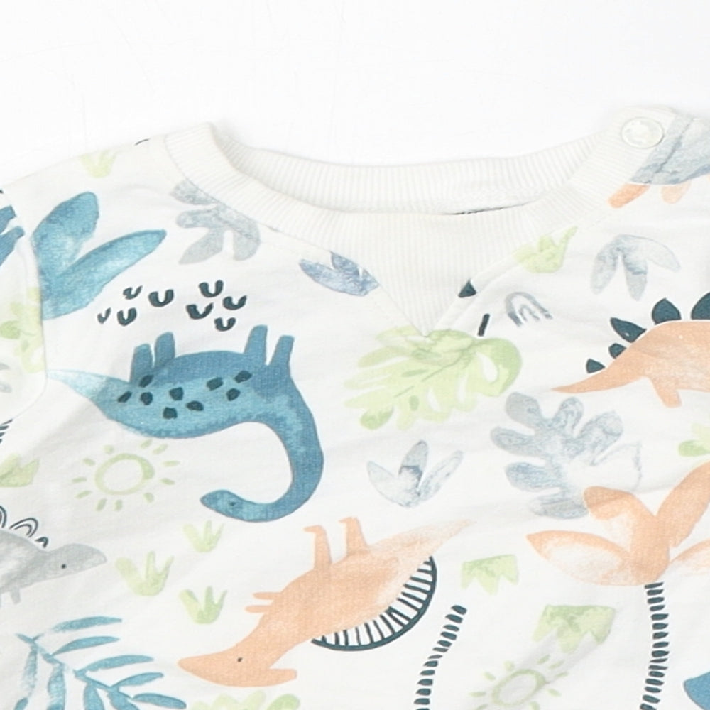 TU Girls White Geometric Cotton Pullover Jumper Size 6-9 Months