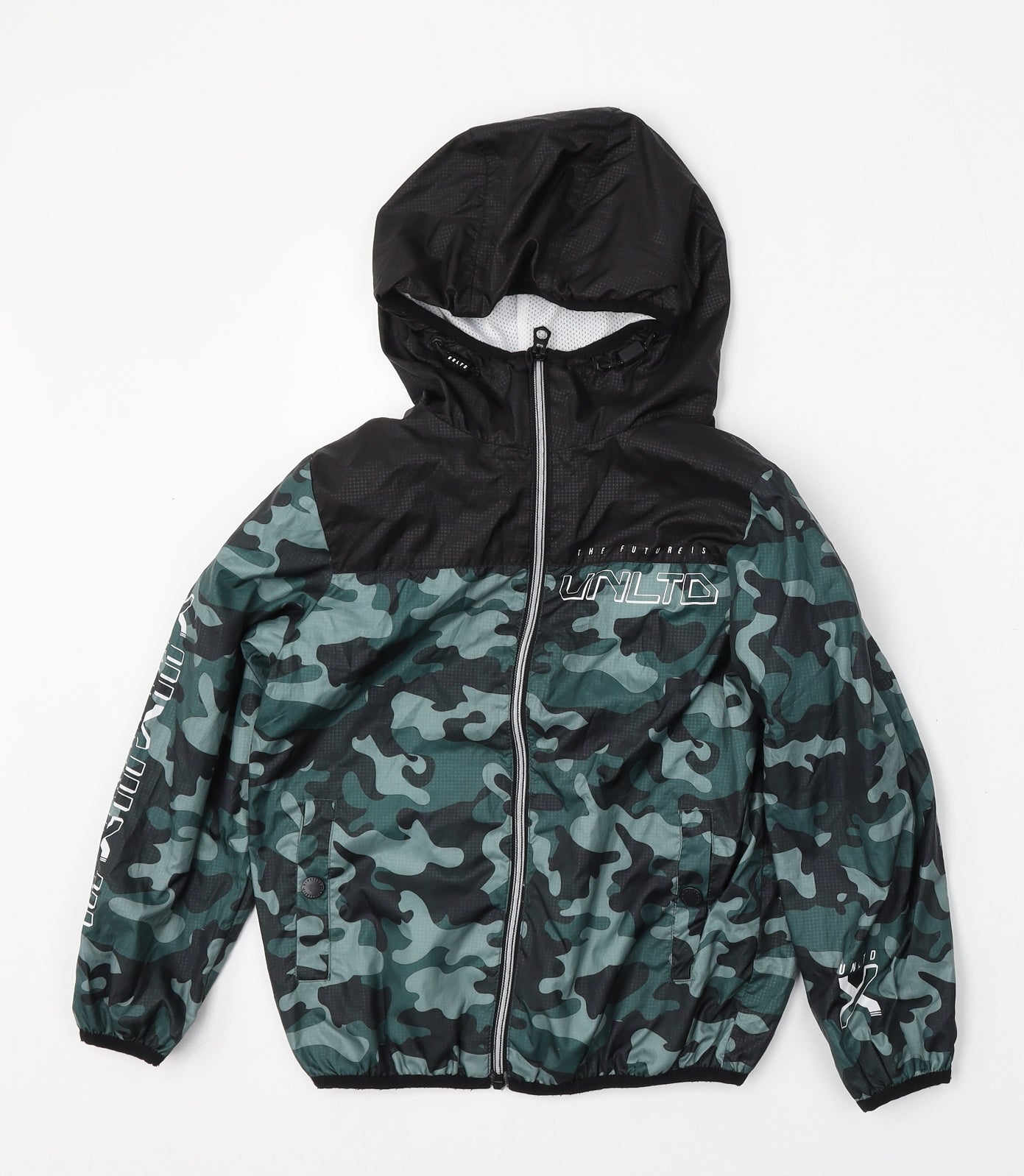 NEXT Boys Green Camouflage  Anorak Jacket Size 7 Years  Zip