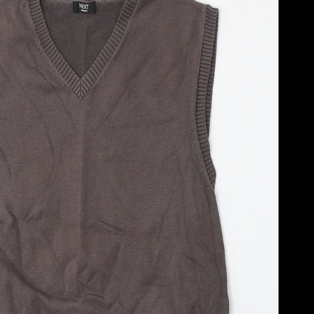 NEXT Mens Brown V-Neck  Cotton Vest Jumper Size M