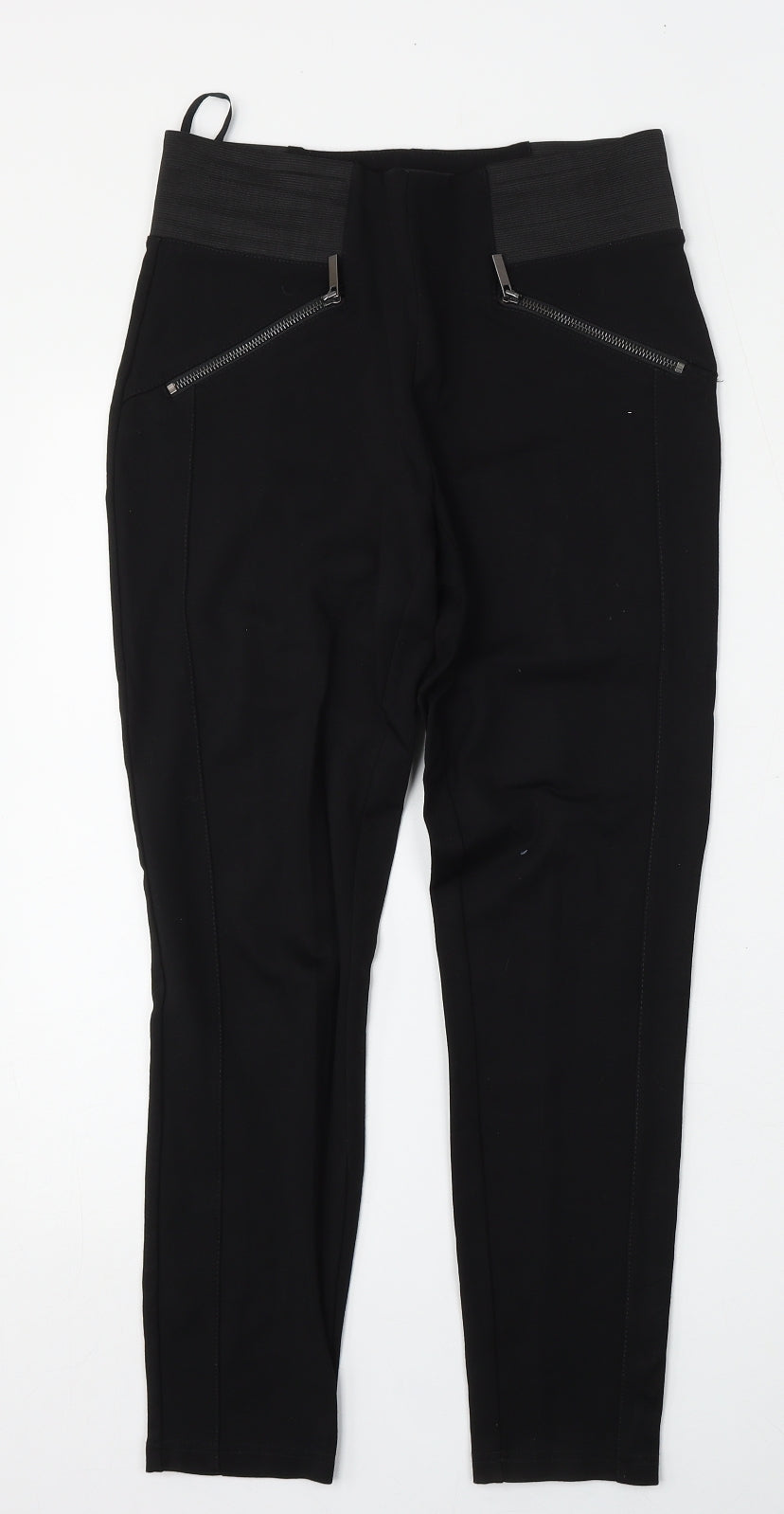 Dunnes Womens Black  Viscose Trousers  Size 12 L26 in Regular